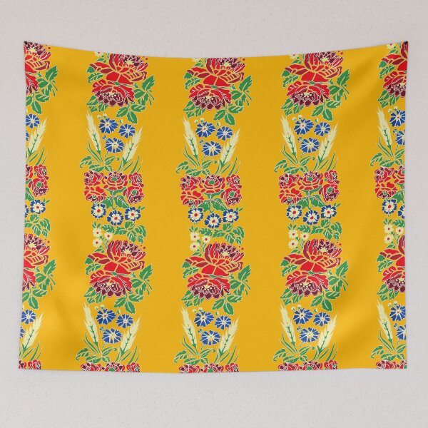 Item preview, Slavic folklore ribbons, yellow, large pattern designed and sold by Folkiestore.