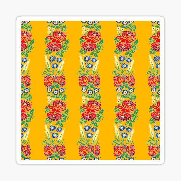 Slavic folklore ribbons, yellow, large pattern Sticker