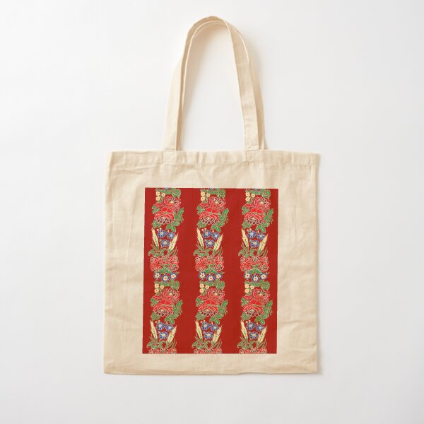 Slavic folklore ribbons, red, large pattern Cotton Tote Bag