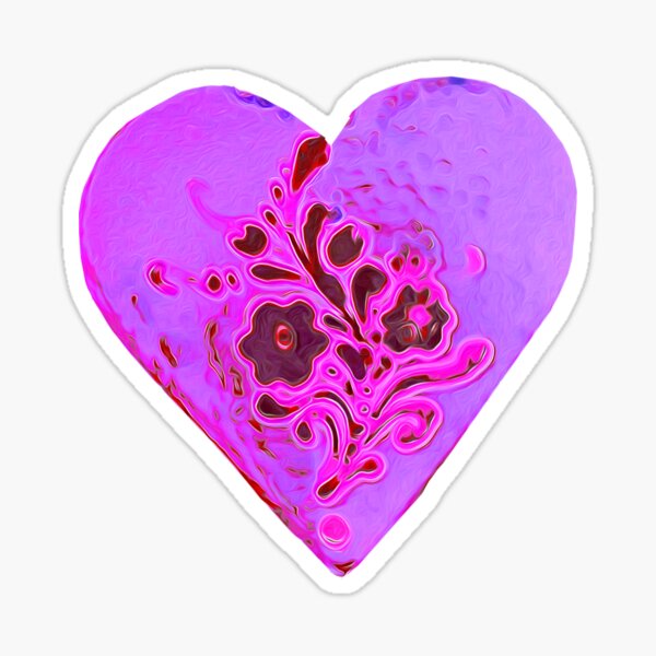 Neon Pink Heart With Flowers Sticker For Sale By Lamirabelle Redbubble