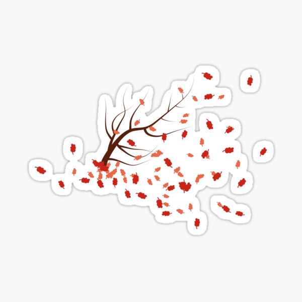 Item preview, autumn trees with falling red leaves designed and sold by rysunki-malunki.
