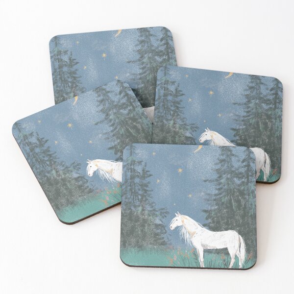 Item preview, White horse in the forest. Bright illustration with pastels. designed and sold by Yovin11.