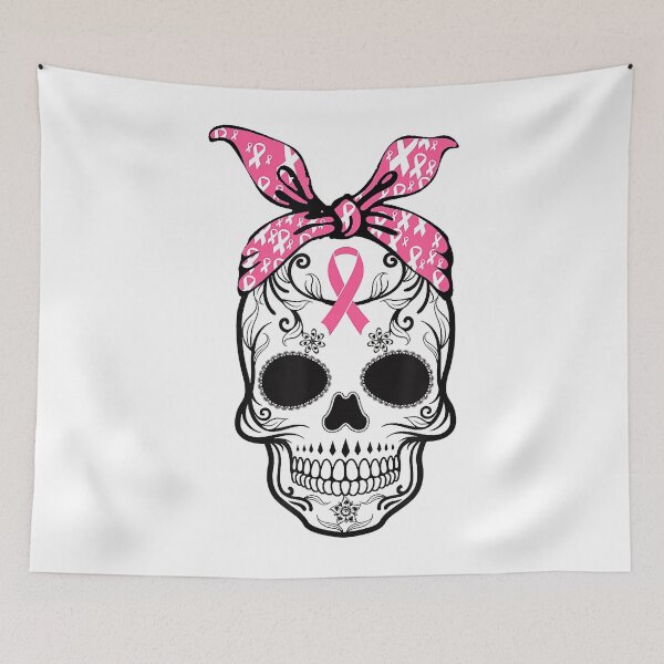 Item preview, Sugar Skull Pink Ribbon Calavera Breast Cancer Awareness designed and sold by ClarkeLilly.