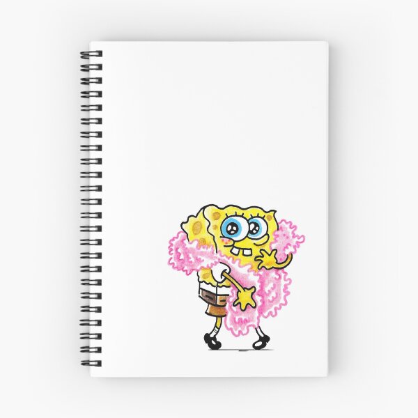 Item preview, Spongebob with a pink feather boa, classic drawing illustration, emojis, cartoon, lives in the pineapple under the sea, yellow sponge, funny, sinister, friendly gift designed and sold by Mariuki Flow.