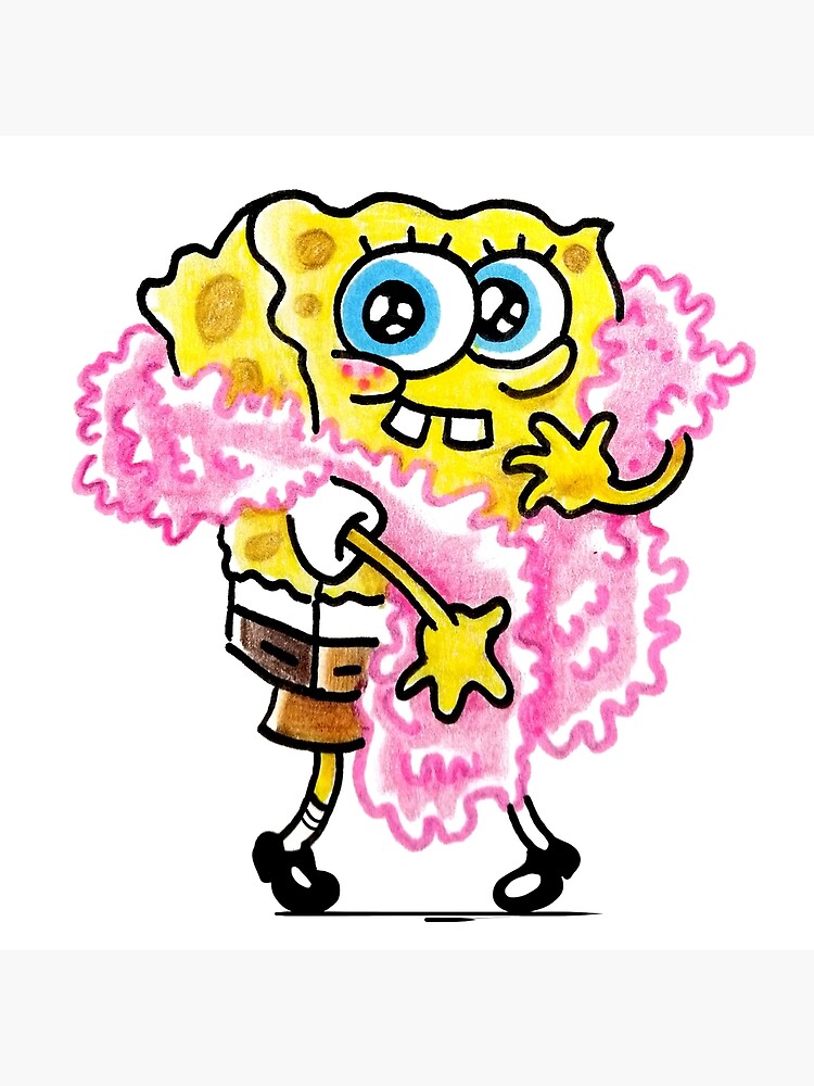 Spongebob with a pink feather boa, classic drawing illustration, emojis, cartoon, lives in the pineapple under the sea, yellow sponge, funny, sinister, friendly gift Spongebob with a pink feather boa, classic drawing illustration, emojis, cartoon, lives in the pineapple under the sea, yellow sponge, funny, sinister, friendly gift