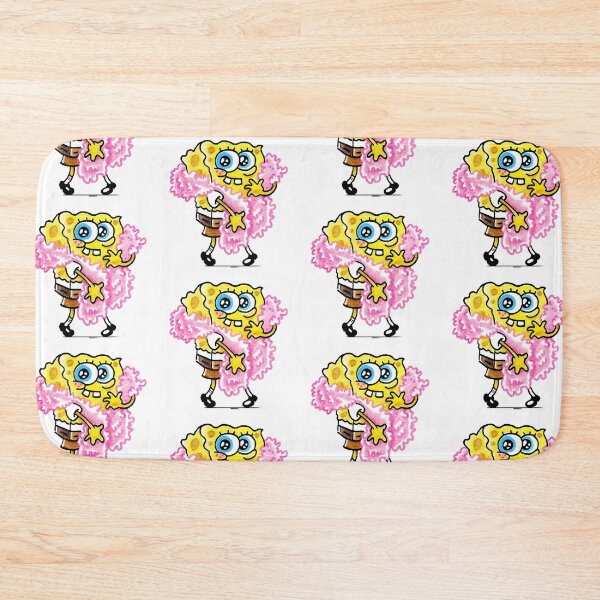 Item preview, Spongebob with a pink feather boa, classic drawing illustration, emojis, cartoon, lives in the pineapple under the sea, yellow sponge, funny, sinister, friendly gift designed and sold by Mariuki Flow.