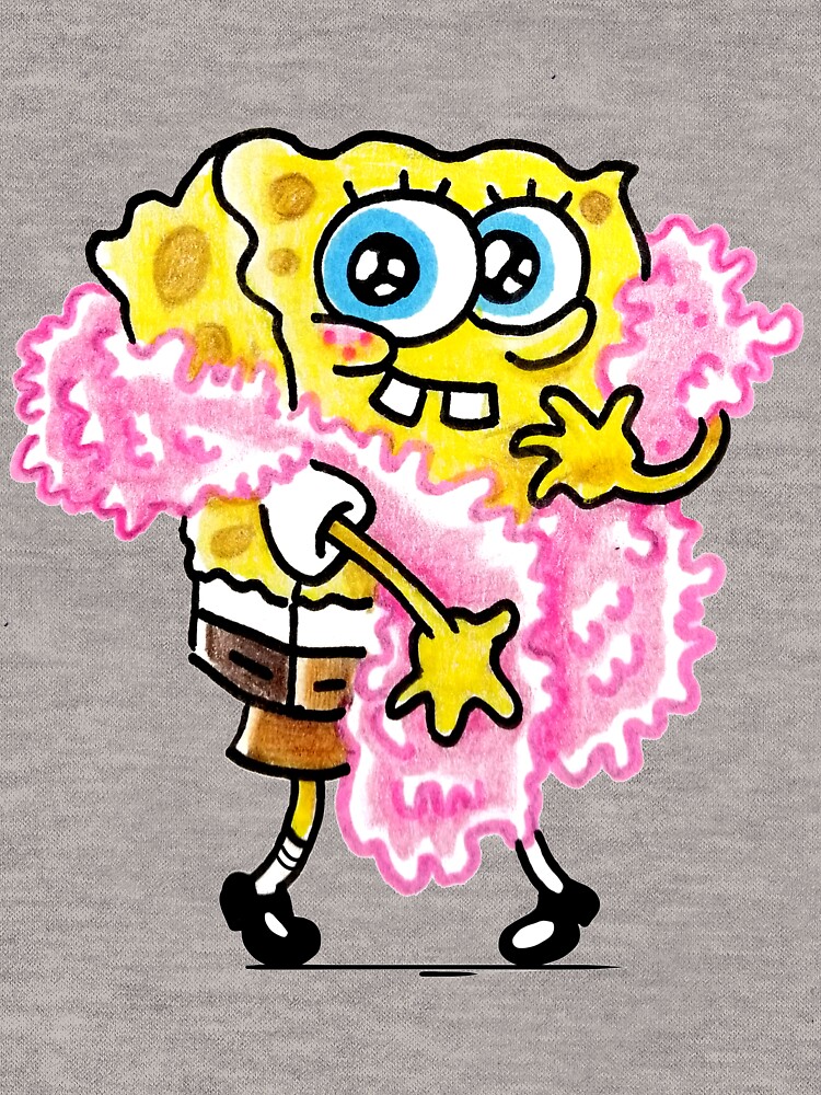 Bob esponja con una boa de plumas rosa ilustraci n de dibujo cl sico emojis dibujo animado vive en la pi a debajo del mar esponja amarilla