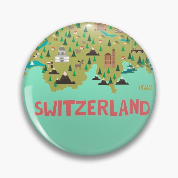 Item preview, Switzerland illustrated map designed and sold by Trio's Stuff.