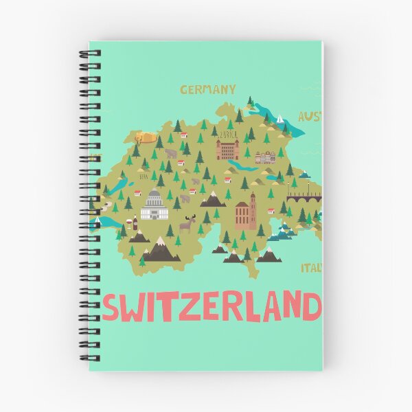 Item preview, Switzerland illustrated map designed and sold by Trio's Stuff.