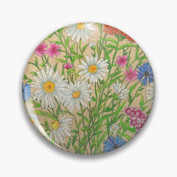 Artikelvorschau, A bouquet of wild flowers on a beige background. Illustration with colored pencils and ink. entworfen und verkauft von Yovin11.