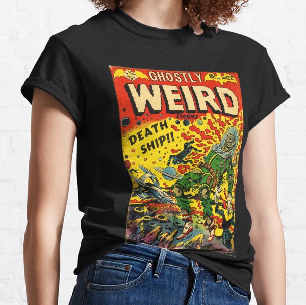 Chained Zombie Monster at The Bottom of The Sea. Cover Comic Weird Tales Swamp Spirit, Shark and Fish T-Shirt