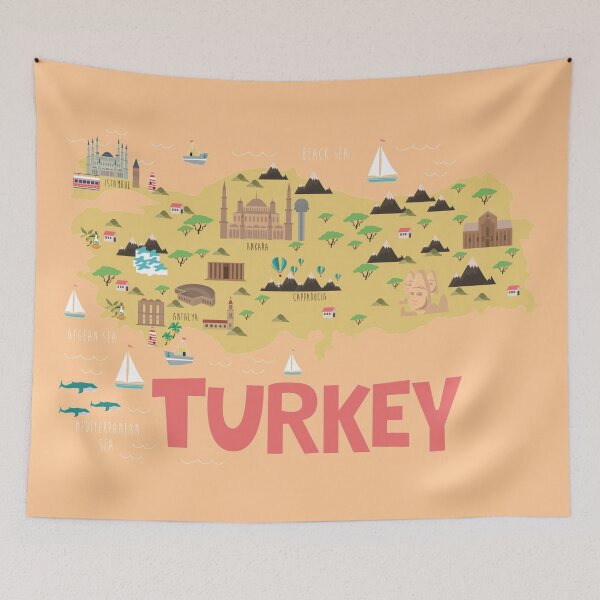 Item preview, Turkey illustrated map designed and sold by Trio's Stuff.