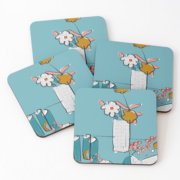 Item preview, Flowers - Still Life in Blue and Coral designed and sold by fossdesign.