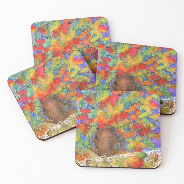 Item preview, Autumn bouquet of leaves and berries. Bright painting with watercolors and colored pencils. designed and sold by Yovin11.