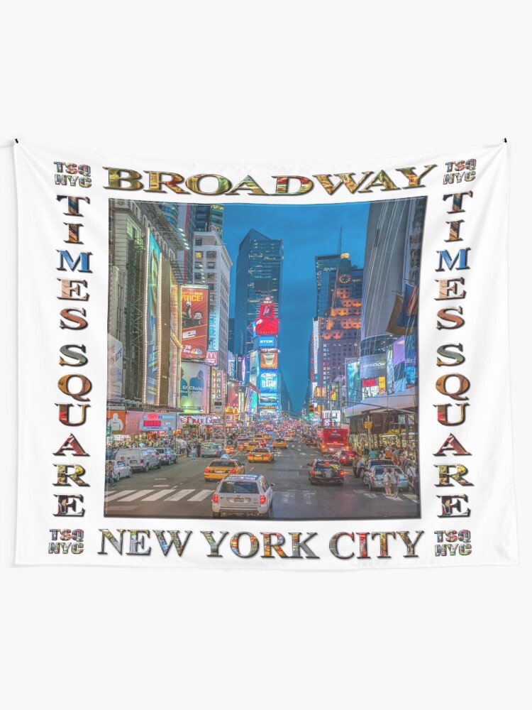 Alternate view of Times Square and Broadway (poster on white) Tapestry