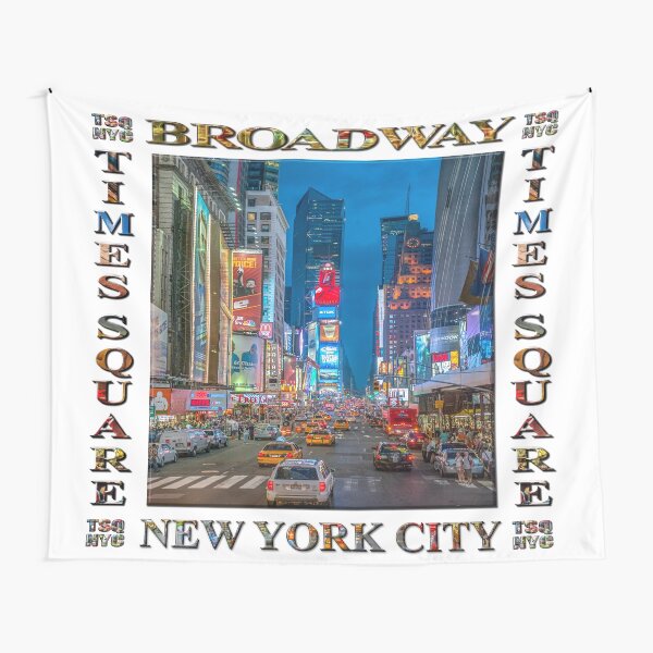 Times Square and Broadway (poster on white) Tapestry