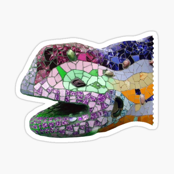 Gaudi Mosaics - Lizard Head Park Guell Barcelona  Sticker