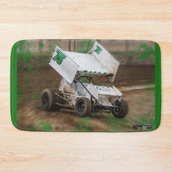 Item preview, Green sprintcar rips the dirt track with artistic splash paint. designed and sold by shaynetwright.
