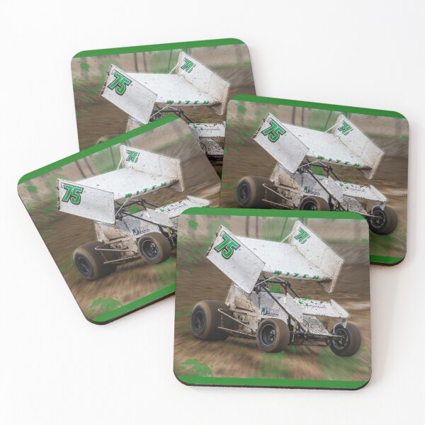 Item preview, Green sprintcar rips the dirt track with artistic splash paint. designed and sold by shaynetwright.