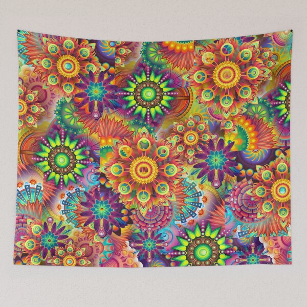 Item preview, Psychedelic Retro Hippy 70s Flower Power Pattern designed and sold by Quirkle Berry.
