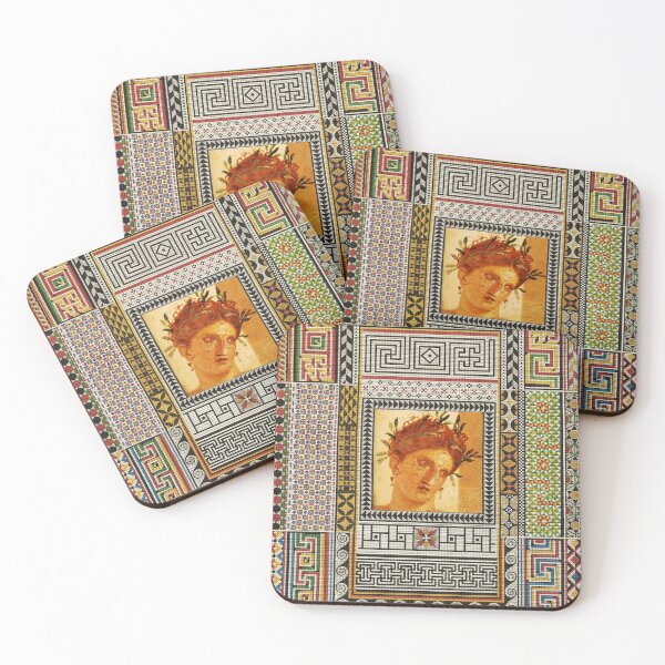Item preview, ANTIQUE ROMAN WOMAN PORTRAIT WITH POMPEII MOSAICS PATCHWORK  designed and sold by BulganLumini.