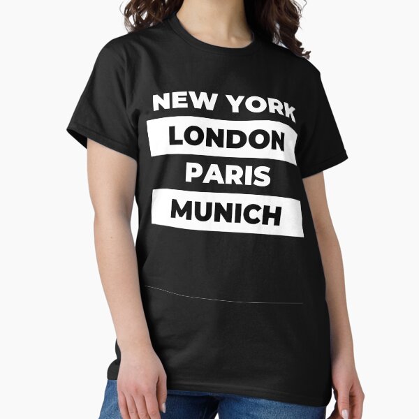 Aperçu de l'œuvre New York Londres Paris Muinch, la musique pop des années 70 inspirée créée et vendue par Surfer Dave Designs.