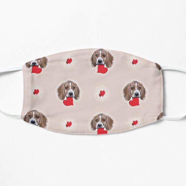 Beagles Galore with Love Hearts Tiled Pattern All Over Flat Mask