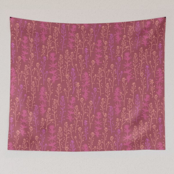 Item preview, Crimson glow. Autumn. Wild herbs seamless pattern on dark magenta. Stay wild. Wild life designed and sold by Yulia Chepurova.
