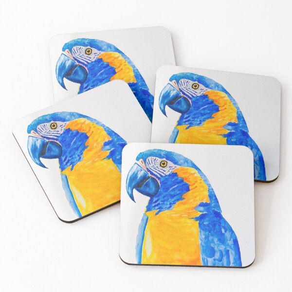 Item preview, blue throated macaw parrot bresil watercolor art print designed and sold by L'Atelier Oranjade.
