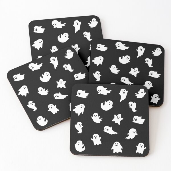 Item preview, Cute ghosts with black background, Halloween pattern designed and sold by ArtfulTat.