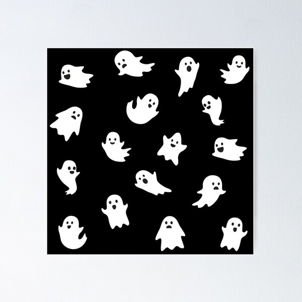 Item preview, Cute ghosts with black background, Halloween pattern designed and sold by ArtfulTat.