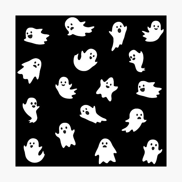 Item preview, Cute ghosts with black background, Halloween pattern designed and sold by ArtfulTat.