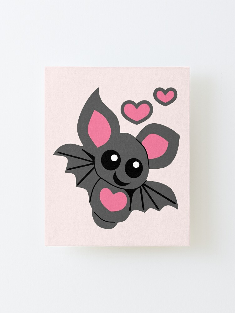 Impression Montee Cette Conception Comporte Une Chauve Souris Rose Mignonne De Bebe Avec Les Coeurs Roses Et Les Grands Yeux Par Trace1234 Redbubble