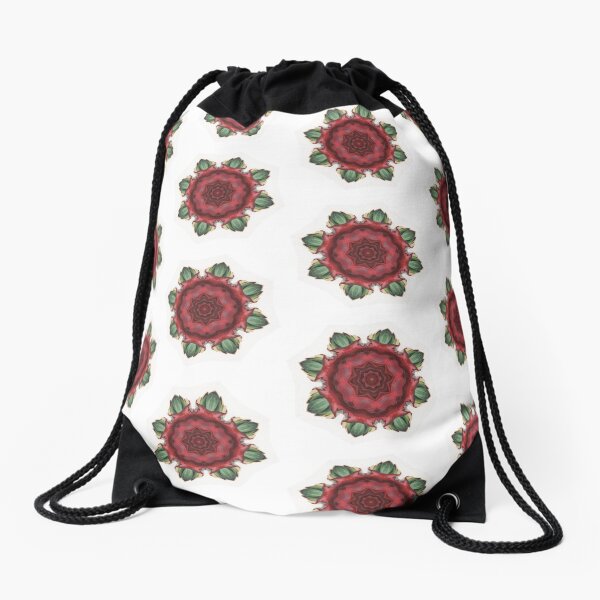 Digital Design Spiral Pattern Red Magenta Green Drawstring Bag