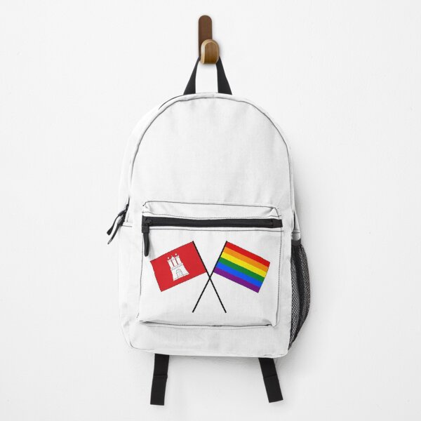 Item preview, Hamburg flag flag crossed LGBT rainbow flag designed and sold by GeogDesigns.