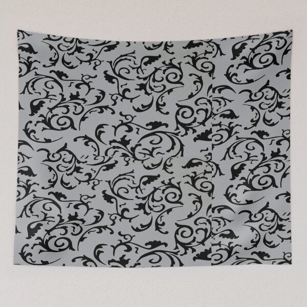 Item preview, ARABIATA 25 bis gray black patterns Morocco Essaouira flowers leaves gothic design arabesques scrolls decor designed and sold by dragonemma.