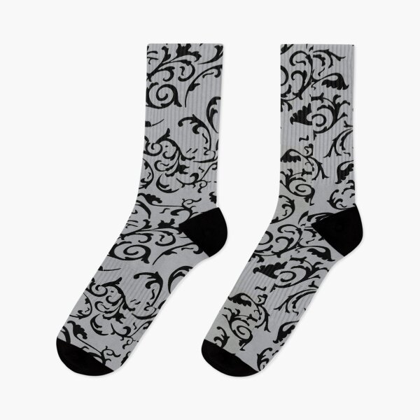 Item preview, ARABIATA 25 bis gray black patterns Morocco Essaouira flowers leaves gothic design arabesques scrolls decor designed and sold by dragonemma.