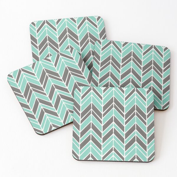 Item preview, Intermittent Herringbone – Mint & Grey designed and sold by Cat Coquillette.