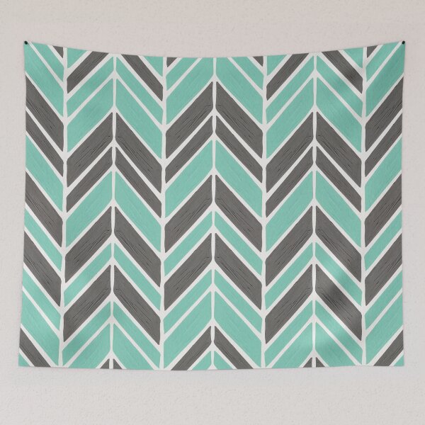 Item preview, Intermittent Herringbone – Mint & Grey designed and sold by Cat Coquillette.