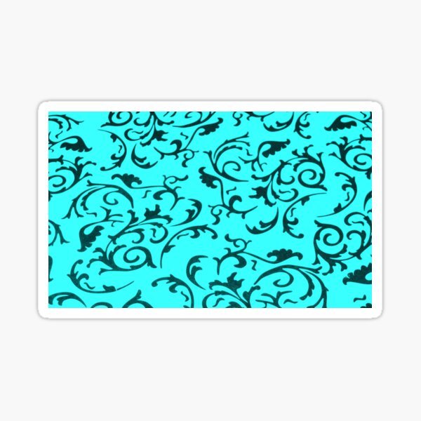 ARABIATA 26 bis turquoise blue patterns black Morocco Essaouira flowers leaves design arabesques scrolls decor Sticker