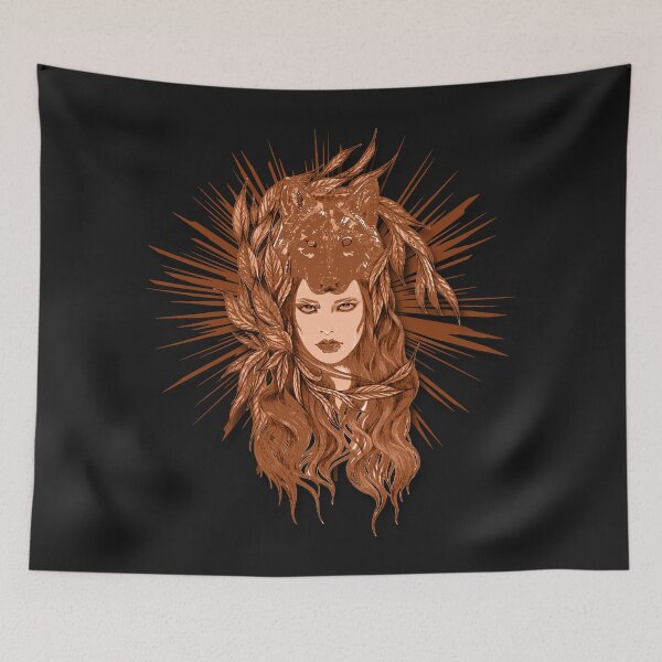 Item preview, wolf woman monochrome designed and sold by Sonia Jones Art.