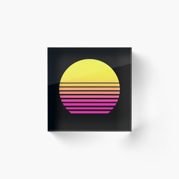 Outrun Retro Sun Acrylic Block