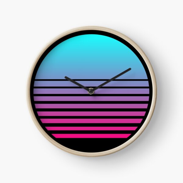 Outrun Retro Sun Clock