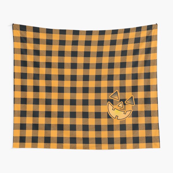 Plaids • Halloween Jack O' Lantern - Orange and Black Tapestry