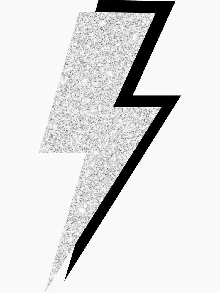 "Silver Glitter and Black Lightning Bolt" Sticker for Sale by