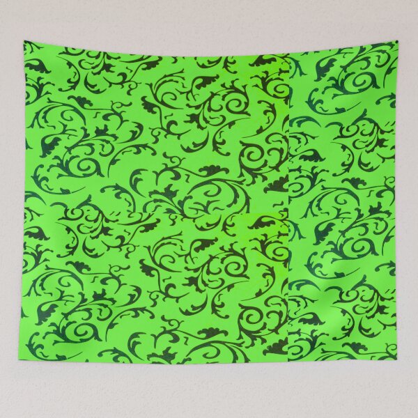 Item preview, ARABIATA 27 bis green black motifs Morocco Essaouira flowers leaves design arabesques scrolls decor designed and sold by dragonemma.
