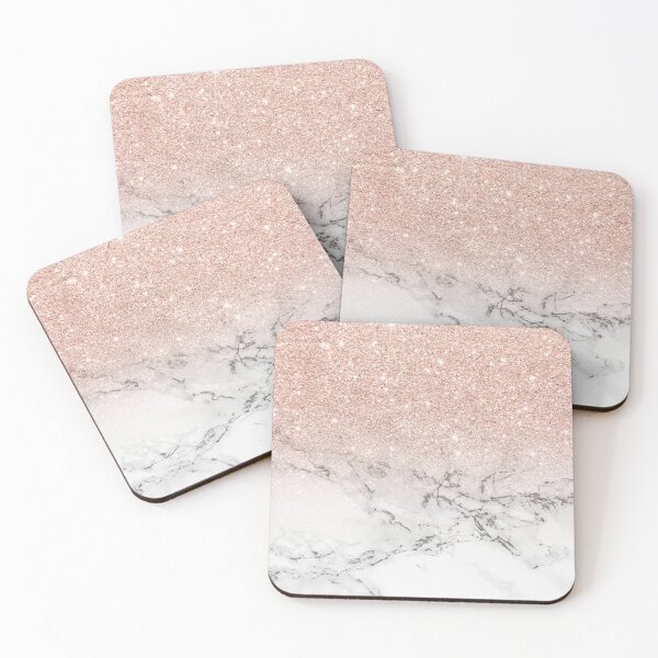 Item preview, Rose gold glitter ombre white marble pattern designed and sold by GirlyTrend.