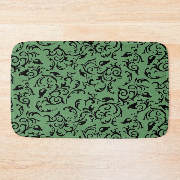 Item preview, ARABIATA 28 bis green black motifs Morocco Essaouira flowers leaves design arabesques scrolls decor designed and sold by dragonemma.
