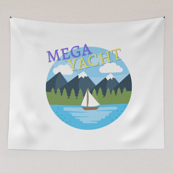Item preview, Mega Yacht White, Blue and Yellow Luxury Luxurious Life Billionaire Gift  designed and sold by conceptDVS.