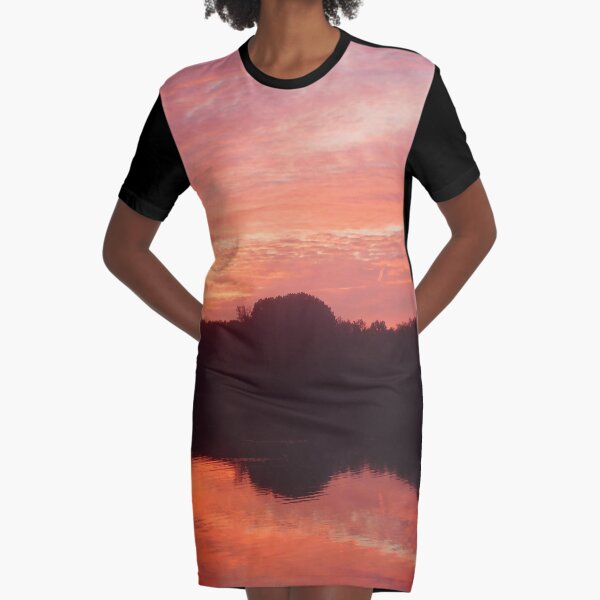 Pond Sunrise 133 Graphic T-Shirt Dress